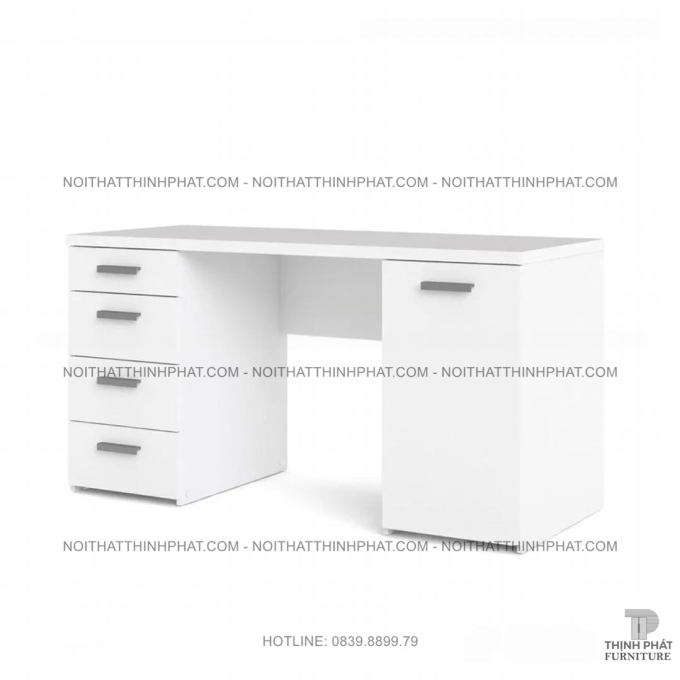 Bàn Làm Việc Gỗ MDF 4 Hộc Kéo, Có Tủ Cánh Đa Năng, Phong Cách Hiện Đại BLV48