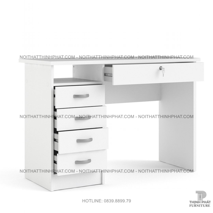 Bàn Làm Việc Gỗ MDF Trắng Hiện Đại Có 5 Hộc Kéo Tiện Lợi Cho Văn Phòng Và Gia Đình  BLV44