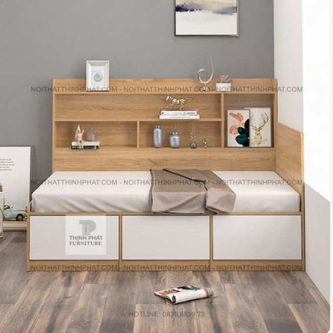 Giường Ngủ Đa Năng Có Ngăn Kéo Và Kệ Sách, Tối Ưu Không Gian GN24