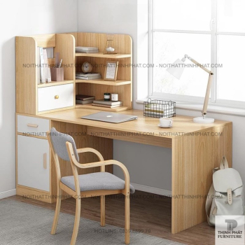 Bàn Làm Việc Gỗ Kiểu Bắc Âu Có Kệ Trang Trí Và Tủ Lưu Trữ –...