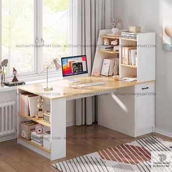 Bàn Máy Tính Gỗ Công Nghiệp Có Kệ Sách Đa Tầng – Thiết Kế Gọn...