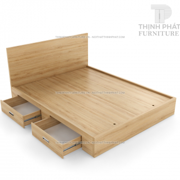 Giường Ngủ 1m6, 2 Hộc Kéo, Thiết Kế Tối Giản, Gỗ Mdf Phủ Melamine GN04