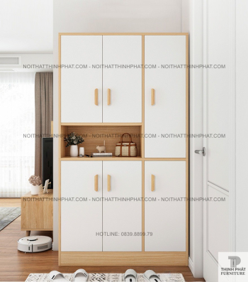 Tủ Giày Đứng Cao Cửa Mở Nhiều Tầng Có Kệ Trang Trí Phong Cách Hiện...