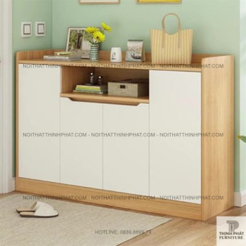 Tủ Giày Gỗ Công Nghiệp 5 Cánh Mở Kèm Khoang Giữa Đa Năng Và Ngăn Riêng...