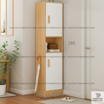 Tủ Giày Gỗ MDF Phủ Melamine Đứng Cao 180cm Thiết Kế Nhỏ Gọn Tiết...