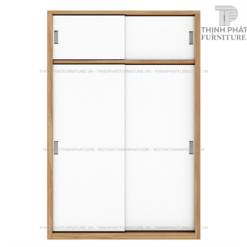 Tủ Quần Áo 2 Tầng Cửa Lùa Màu Gỗ Phối Trắng (TQA111)