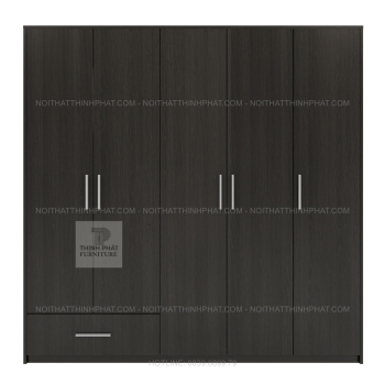Tủ Quần Áo 5 Cánh Hiện Đại Màu Gỗ Sẫm Tích Hợp Ngăn Kéo Tiện Ích...