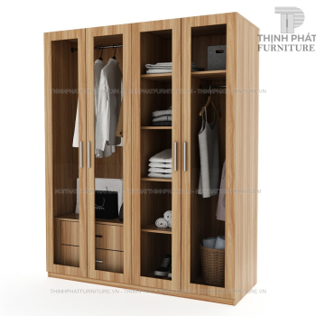 Tủ Quần Áo Cánh Kính Màu Vân Gỗ Sang Trọng (1M6 X 2M) TQA69