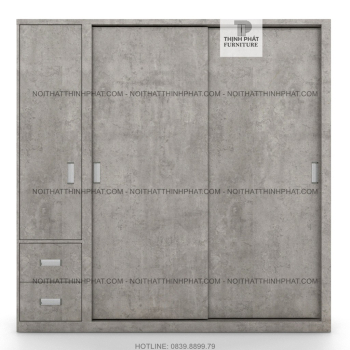 Tủ Quần Áo Cửa Lùa kết hợp cửa mở, 2 Hộc Kéo Bên Ngoài (TQA112)