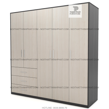 Tủ Quần Áo Gỗ Công Nghiệp 5 Cửa Mở Hiện Đại 2m X 2m  TQA29