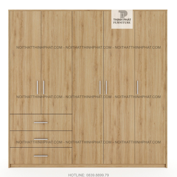 Tủ Quần Áo Gỗ Công Nghiệp 5 Cửa Mở Hiện Đại Màu Gỗ Sồi  TQA29-3
