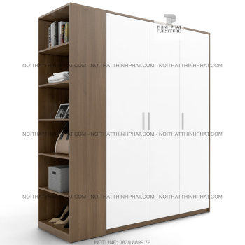 Tủ Quần Áo Gỗ Công Nghiệp Cửa Mở Kết Hợp Kệ Trang Trí Hiện Đại ...