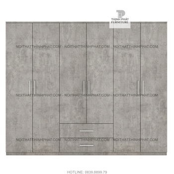Tủ Quần Áo Gỗ Công Nghiệp Cửa Mở Màu Xi Măng Bê Tông Đẹp Hiện...
