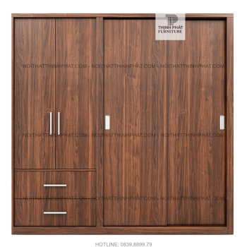Tủ Quần Áo Gỗ Cửa Lùa Kết Hợp Cửa Mở Đa Năng TQA66 (2M x 2M)