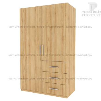 Tủ Quần Áo Màu Gỗ Sồi 2 Cửa Mở Tiết Kiệm Không Gian TQA73 (1m2 x 2m)