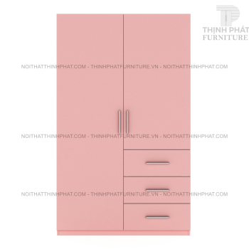 Tủ Quần Áo Màu Hồng Cửa Mở 2 Cánh Tiết Kiệm Không Gian TQA73 (1m2 x 2m)