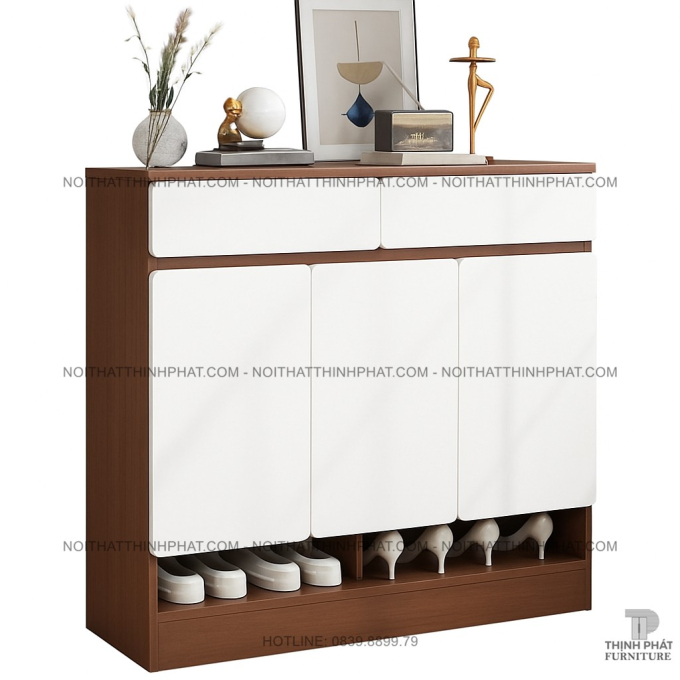 Tủ Giày Dép Cửa Mở 3 Cánh, Tích Hợp 2 Hộc Kéo Tiện Lợi, Kệ Để Giày Nhiều Tầng TG04