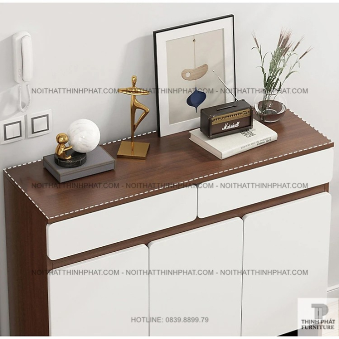 Tủ Giày Dép Cửa Mở 3 Cánh, Tích Hợp 2 Hộc Kéo Tiện Lợi, Kệ Để Giày Nhiều Tầng TG04