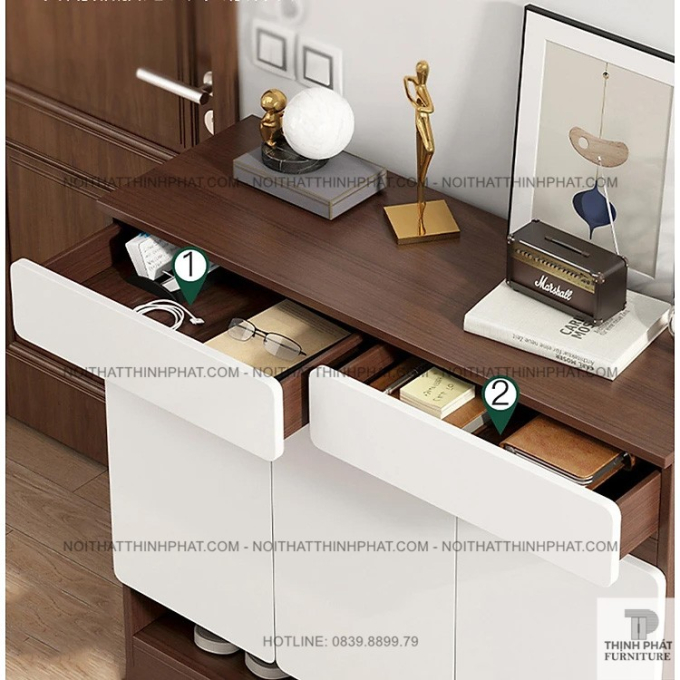 Tủ Giày Dép Cửa Mở 3 Cánh, Tích Hợp 2 Hộc Kéo Tiện Lợi, Kệ Để Giày Nhiều Tầng TG04