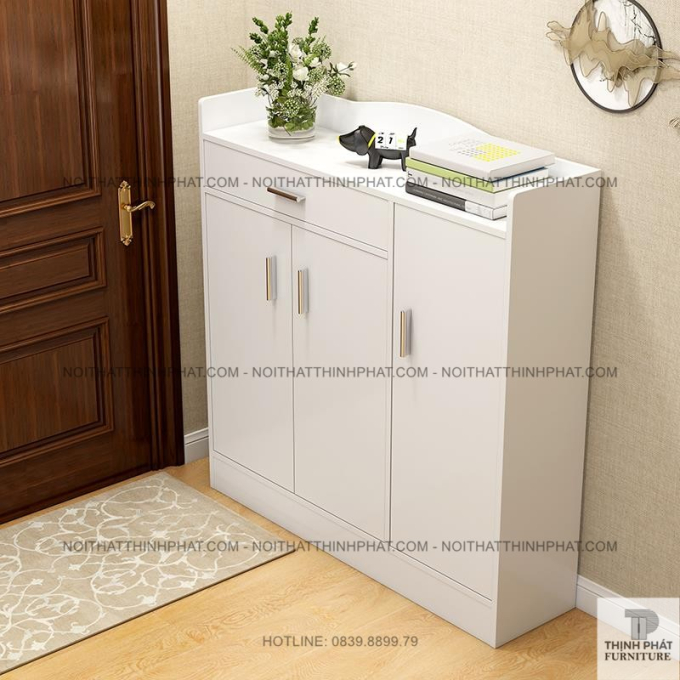Tủ Giày Dép Gỗ MDF 3 Cánh Kèm Ngăn Kéo Tiện Lợi Kiểu Dáng Tối Giản TG05