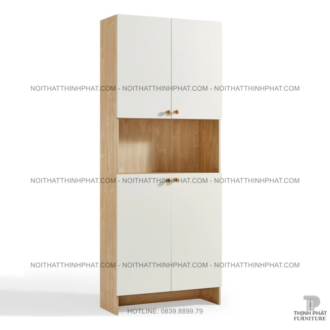 Tủ Giày Dép Gỗ MDF 4 Cánh Phối Trắng Thiết Kế Kệ Hở Trung Tâm Thanh Lịch TG28