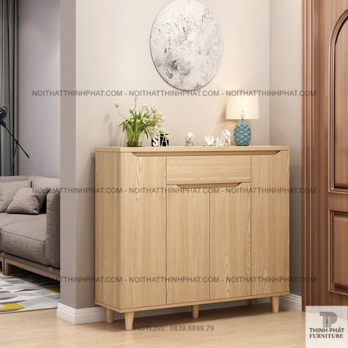 Tủ Giày MDF Chân Gỗ Kiểu Dáng Tối Giản Sang Trọng Kèm Ngăn Kéo TG38