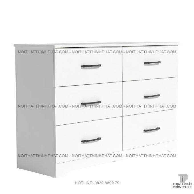 Tủ Gỗ 6 Ngăn Kéo Màu Trắng Nhỏ Gọn, Thích Hợp Cho Căn Hộ Chung Cư Hoặc Studio TNK31