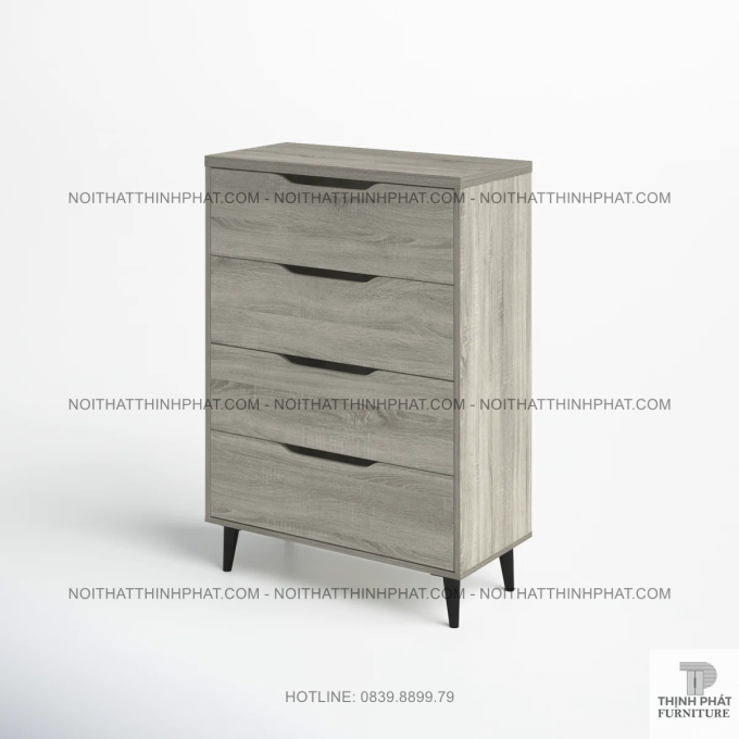 Tủ Hộc Kéo 4 Ngăn Gỗ Xám Chân Cao, Gợi Nét Hiện Đại Kết Hợp Vẻ Đẹp Mộc Mạc Tự Nhiên TNK39