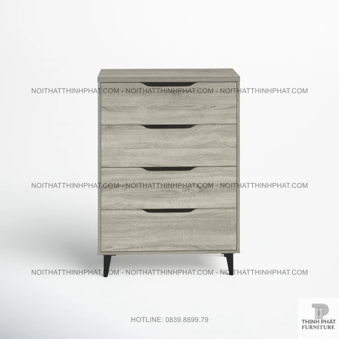 Tủ Hộc Kéo 4 Ngăn Gỗ Xám Chân Cao, Gợi Nét Hiện Đại Kết Hợp Vẻ Đẹp Mộc Mạc Tự Nhiên TNK39