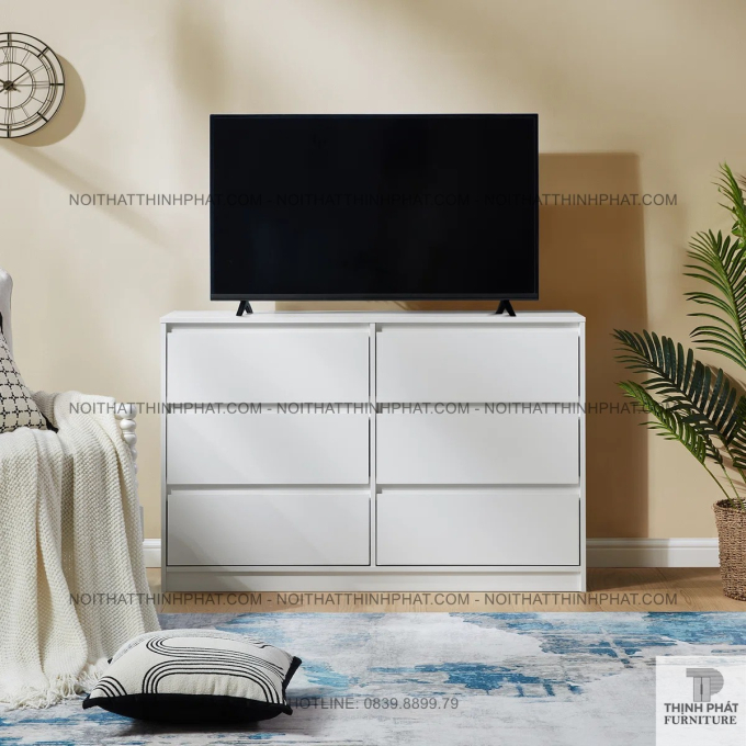 Tủ Hộc Kéo 6 Ngăn Màu Trắng Thiết Kế Đôi, Tăng Gấp Đôi Không Gian Sắp Xếp Đồ Dùng  TNK55