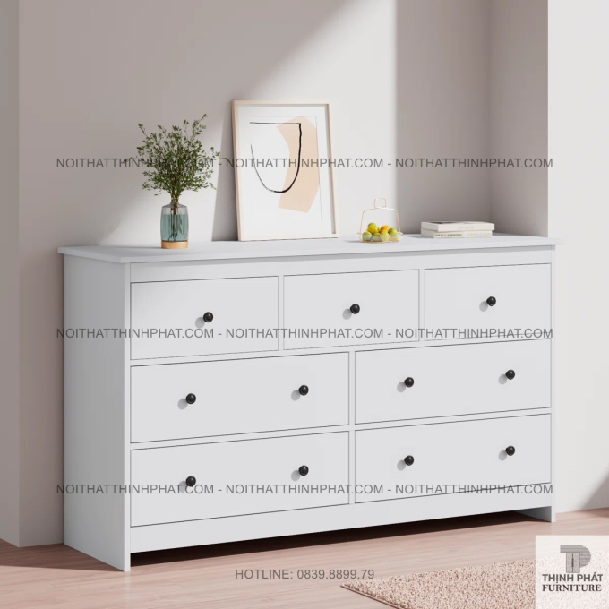 Tủ Hộc Kéo 7 Ngăn Màu Trắng Cân Đối, Tăng Khả Năng Lưu Trữ Cho Phòng Ngủ Gọn Gàng  TNK38