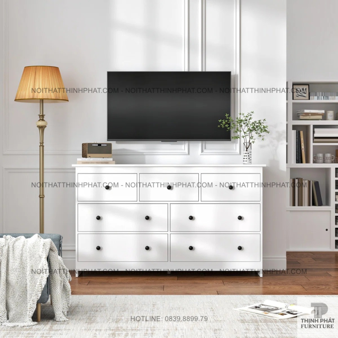 Tủ Hộc Kéo 7 Ngăn Màu Trắng Cân Đối, Tăng Khả Năng Lưu Trữ Cho Phòng Ngủ Gọn Gàng  TNK38