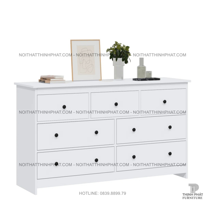 Tủ Hộc Kéo 7 Ngăn Màu Trắng Cân Đối, Tăng Khả Năng Lưu Trữ Cho Phòng Ngủ Gọn Gàng  TNK38