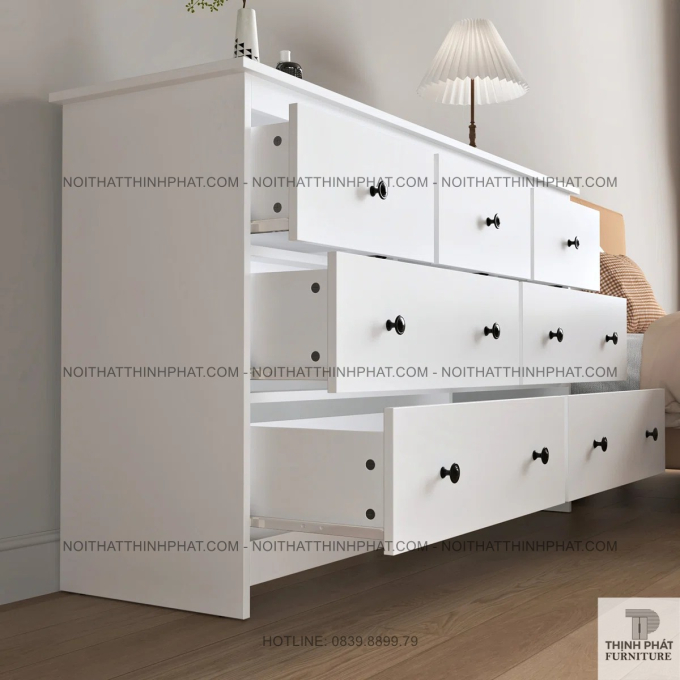 Tủ Hộc Kéo 7 Ngăn Màu Trắng Cân Đối, Tăng Khả Năng Lưu Trữ Cho Phòng Ngủ Gọn Gàng  TNK38