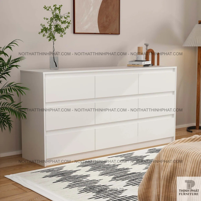 Tủ Hộc Kéo 9 Ngăn Màu Trắng Kiểu Dáng Thanh Lịch Giúp Không Gian Luôn Ngăn Nắp TNK56