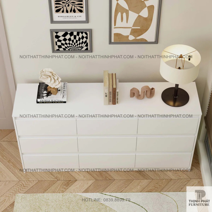 Tủ Hộc Kéo 9 Ngăn Màu Trắng Kiểu Dáng Thanh Lịch Giúp Không Gian Luôn Ngăn Nắp TNK56