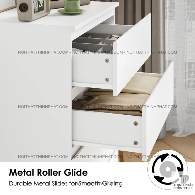 Tủ Ngăn Kéo 4 Hộc Màu Trắng Dáng Gọn, Hỗ Trợ Sắp Xếp Vật Dụng Hằng Ngày Khoa Học TNK54