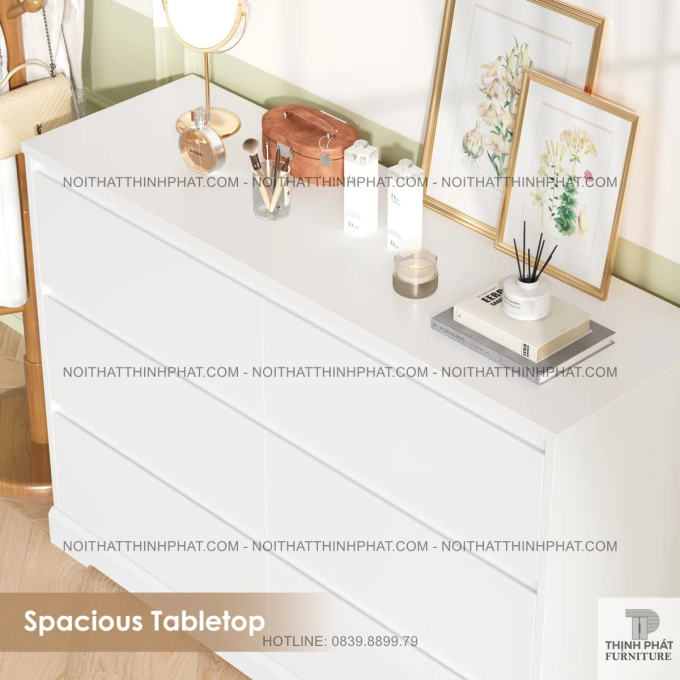 Tủ Ngăn Kéo 6 Hộc Màu Trắng Hiện Đại, Phù Hợp Nhiều Không Gian Nội Thất  TNK28