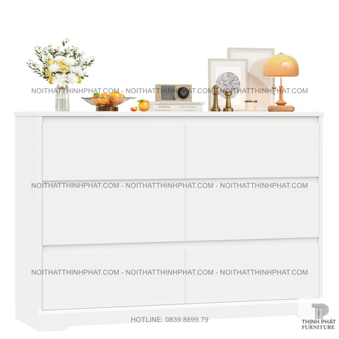 Tủ Ngăn Kéo 6 Hộc Màu Trắng Hiện Đại, Phù Hợp Nhiều Không Gian Nội Thất  TNK28