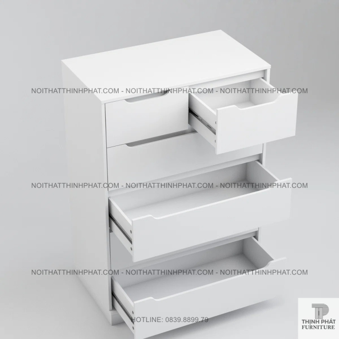 Tủ Ngăn Kéo 6 Hộc Màu Trắng Tinh Tế, Thiết Kế Móc Âm Gọn Gàng Và Tối Giản TNK49