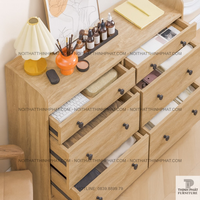 Tủ Ngăn Kéo 6 Hộc Mdf Vân Sồi, Thiết Kế Tối Giản Phong Cách Bắc Âu TNK11