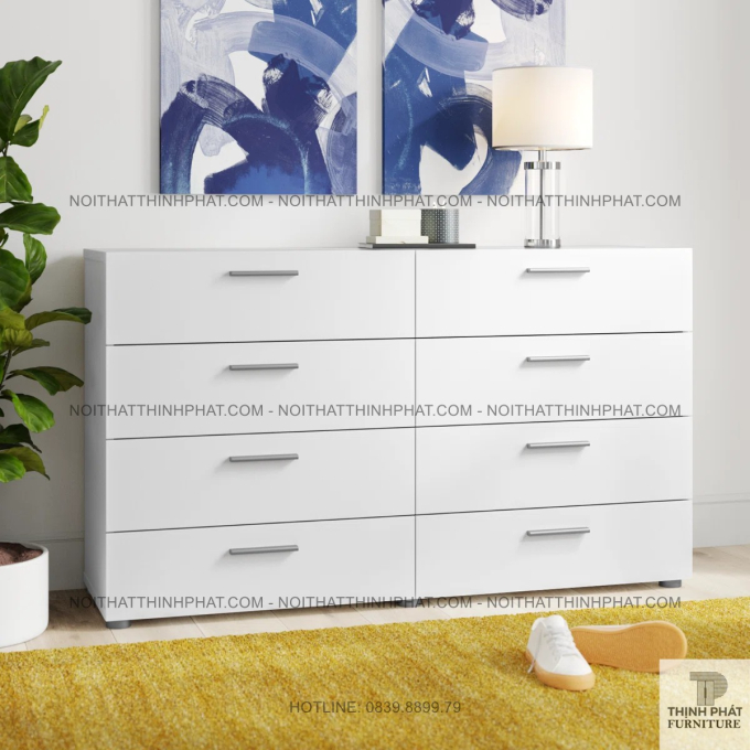 Tủ Ngăn Kéo 8 Hộc Màu Trắng Thiết Kế Tối Giản, Phù Hợp Nội Thất Phòng Ngủ Hiện Đại TNK29