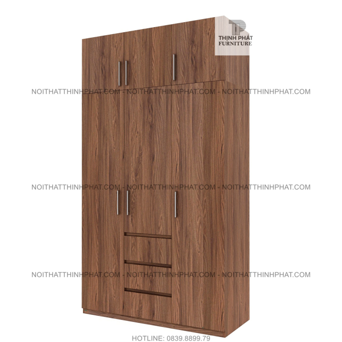 Tủ Quần Áo 2 Tầng Cửa Mở Thiết Kế Hiện Đại TQA100  (1M6 X 2M5)