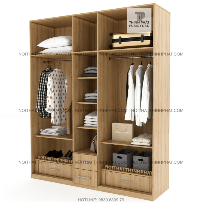 Tủ Quần Áo 2 Tầng Sát Trần Gỗ Công Nghiệp 5 Cánh Mở Phong Cách Hiện Đại TQA 71 (2m x 2m4)
