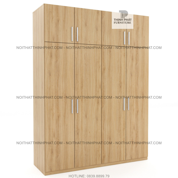 Tủ Quần Áo 2 Tầng Sát Trần Gỗ Công Nghiệp Cửa Mở, Tiết Kiệm Không Gian Màu Vân Gỗ Sang Trọng TQA52 (1m6 x 2m4)