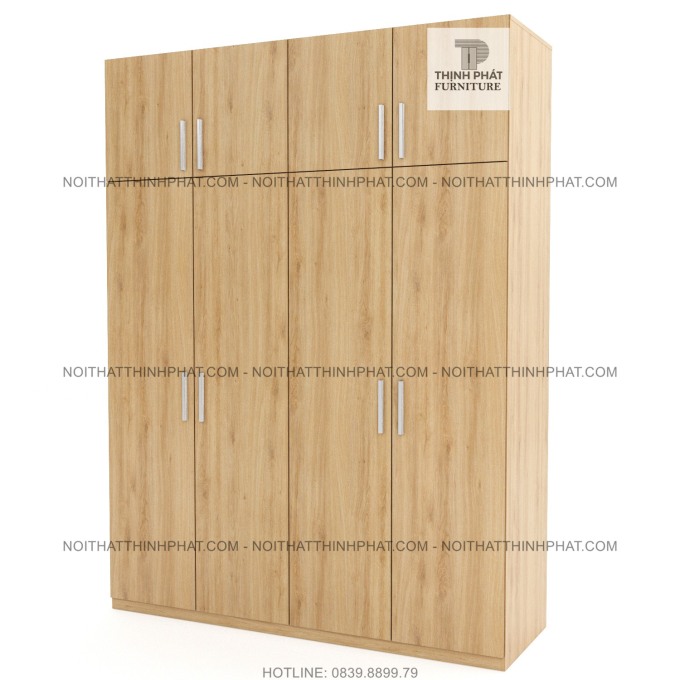 Tủ Quần Áo 2 Tầng Sát Trần Gỗ Công Nghiệp Cửa Mở, Tiết Kiệm Không Gian Màu Vân Gỗ Sang Trọng TQA52 (1m6 x 2m4)