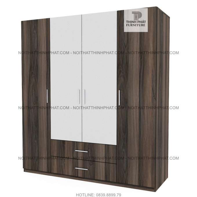 Tủ Quần Áo 4 Cánh Mở 1m6 X 2m, 2 Hộc Kéo Bên Ngoài, Thiết Kế Sang Trọng TQA13