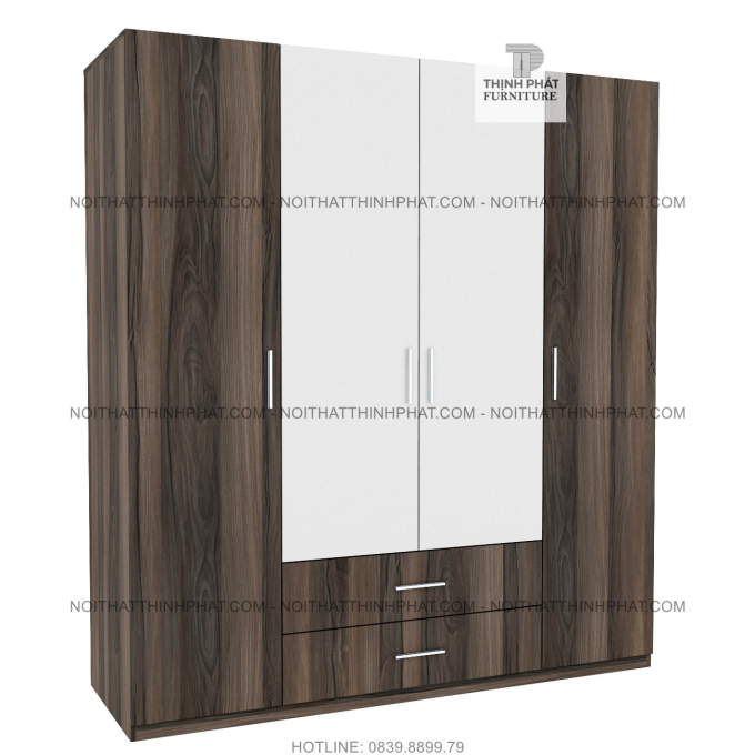 Tủ Quần Áo 4 Cánh Mở 1m6 X 2m, 2 Hộc Kéo Bên Ngoài, Thiết Kế Sang Trọng TQA13