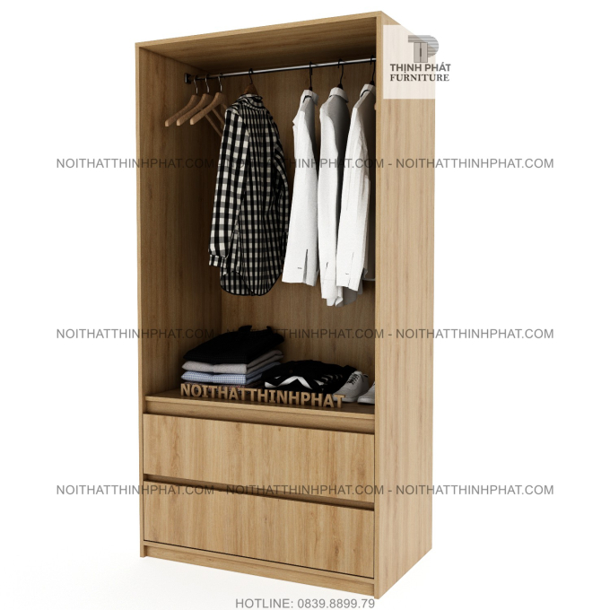 Tủ Quần Áo Cửa Mở Không Tay Nắm Thiết Kế Sang Trọng TQA75 (1M X 2M)