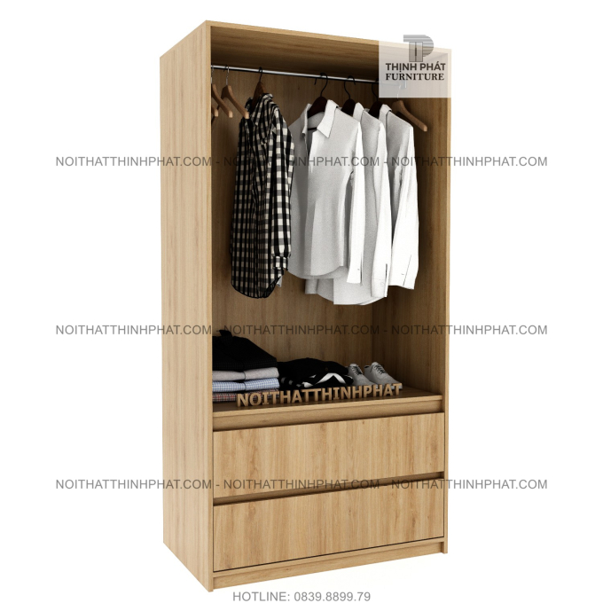 Tủ Quần Áo Cửa Mở Không Tay Nắm Thiết Kế Sang Trọng TQA75 (1M X 2M)